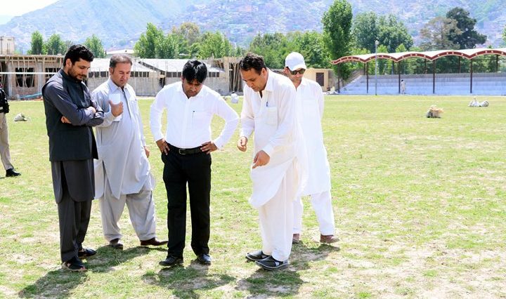 DC Swat Shahid Mehmood is inspecting the developmental work in Grassy Ground Mingora Swat.