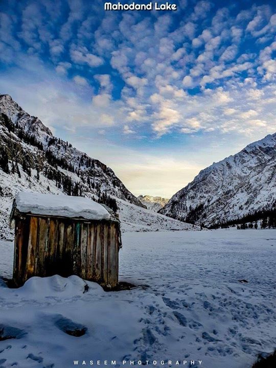 Aerial view of Frozen Mahodand Lake, Khyber Paktunkhwa, PakistanCredits ...