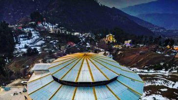 مالم جبہ، سوات ویلی۔۔Aerial view of Malam Jabba after sunset(also Maalam J
