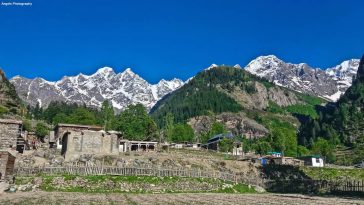 Beautiful view of Matiltan village and the enchanting Baatin peaks in the backgr