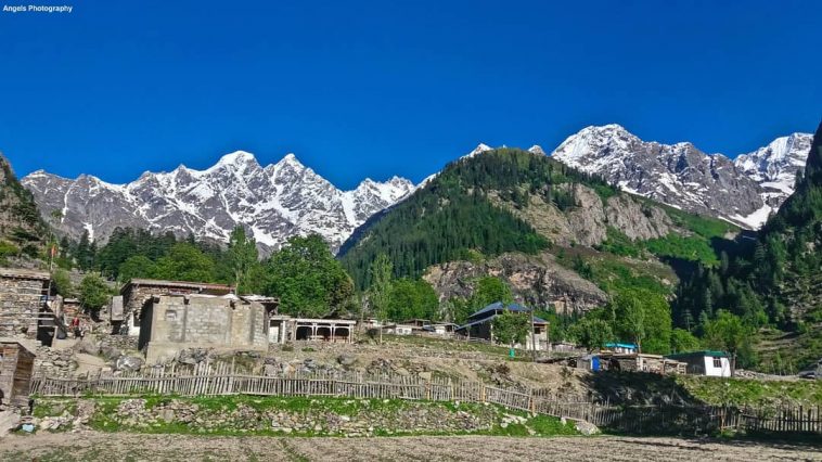 Beautiful view of Matiltan village and the enchanting Baatin peaks in the backgr