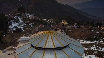مالم جبہ، سوات ویلی۔۔Aerial view of Malam Jabba after sunset(also Maalam J