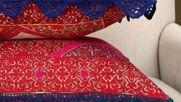 I have acquired two Swat marriage pillows with blue crochet trim. I think they a