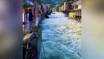 Spectacular view of Bahrain, Swat Valley. Bahrain is a beautiful town located i