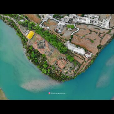 Aerial View of Buddhist remains "Bhamala Stupa" located at Haro River near Khanp